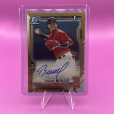 2021 Bowman Chrome Prospect Brainer Bonaci #CPA-BB Gold Refractor  /50 Auto (RC)