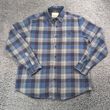 Weatherproof Vintage Shirt Men Large Blue Gray Flannel Lumberjack Casual Button