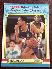 ALEX ENGLISH 1988-89 Fleer Super Star Sticker #4 Pacers Nuggets NBA ALL-STAR