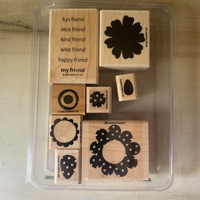 Stampin Up Polka Dot Posies 8 rubber stamps flowers friendship 2 step bold cute
