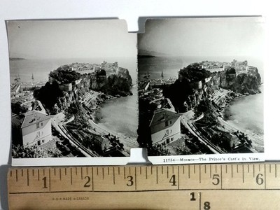 Vintage 1900s Monaco Prince's Castle Stereoview Black & White Photo