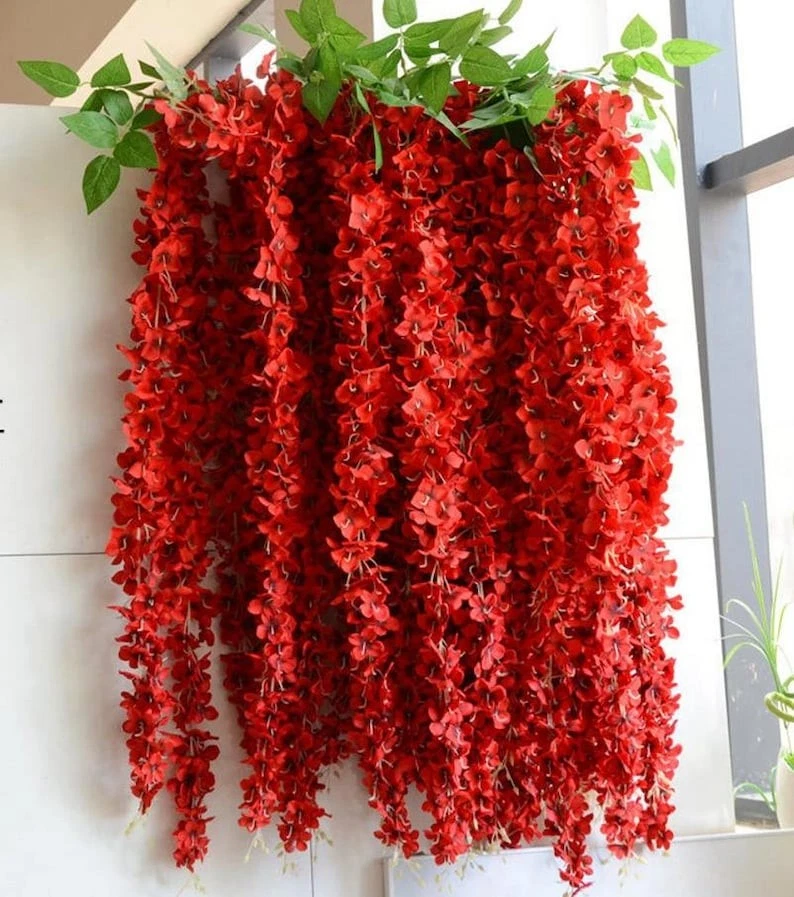 5件装婚礼人造花70英寸悬挂紫藤樱桃藤拱花卉无休假 — 第 4/4 张图片