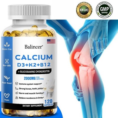 Calcium 120 Softgel D3 K2 B12 2000 Mg Unterstützt Schub Immun Knochengesundheit