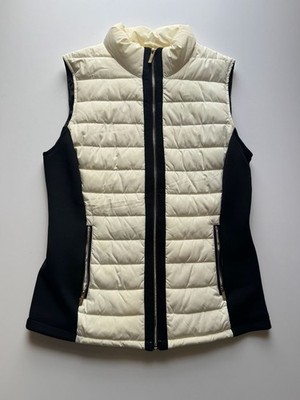 Calvin Klein Performance Cream and Black Colorblock Puffer Vest WOMENS M (A148)