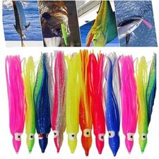 50PCS Luminous Octopus Squid Skirt Glow Soft Lure Hoochies Bait Fishing Lure US