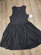 American Eagle NWT Solid Black Sleevless Bubble Skirt Dress Size Large