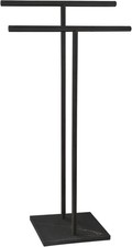 40 Inch Freestanding Towel Rack for Bathroom Floor Double-T Shape Matte Black