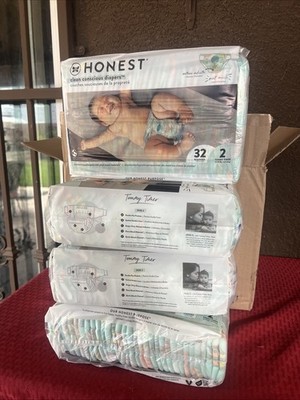 The Honest Company Gentle & Absorbent Diaper Lot Of 4 Size 2 - 32 Count 128 Tota
