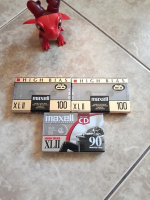 2 Maxell High Bias XLII 100 Minute&1 Maxell High Bias XLII 90 Cassettes -NEW -