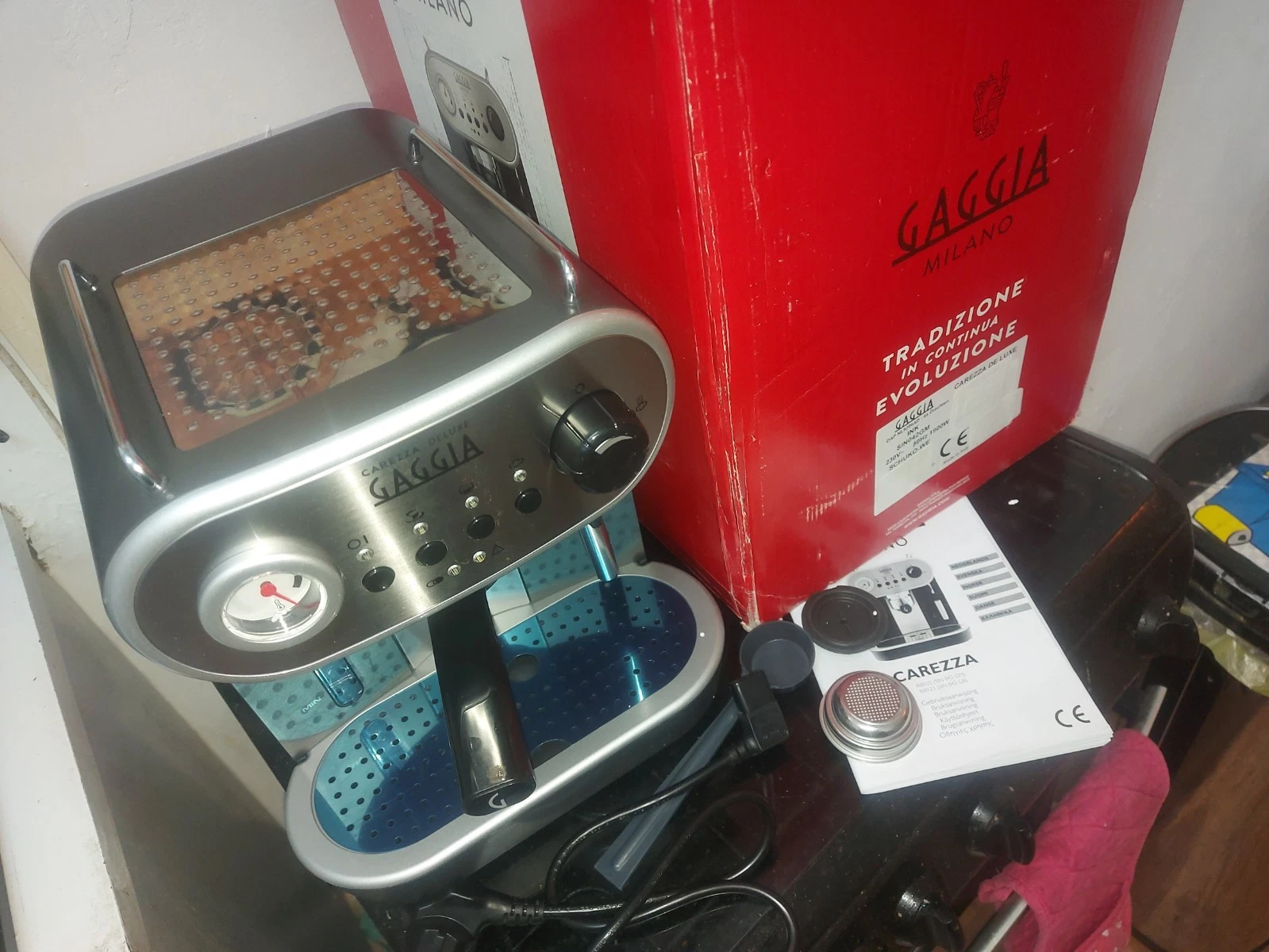 Gaggia Carezza Deluxe | Manual Espresso Coffee Machine Maker Black & Silver