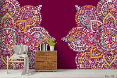 3D Ornamental Mandala Pattern Self-adhesive Removeable Wallpaper Wall Mural