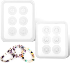 2Pcs Silicone Bead Mold, Beads Mold for Epoxy, Bead Molds with Hole Dried Flower