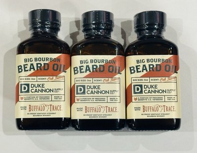 3 Pack: Duke Cannon Big Bourbon Beard Oil Oak Barrel Scent Buffalo Trace 3 oz