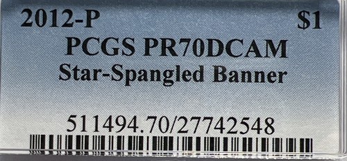 2012-P Star Spangled Banner S$1 Commemorative Silver Dollar PCGS PR70 Deep Cameo - Picture 3 of 5