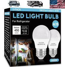 2 PACK Refrigerator Light Bulb LED 40W Waterproof Frigidaire Freezer Switch, NEW