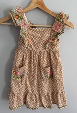 Mini Boden Embroidered Pinafore Dress Floral Print Size 5/6