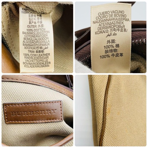 BURBERRY Shoulder Bag Purse 2way Canvas Leather Brown Beige Authentic - Picture 18 of 24
