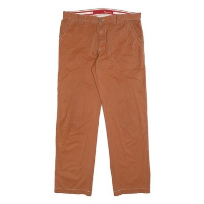 ALBERTO Herren Baumwollmischung Brown Regular Fit Hose W37 L32 Lässige Schnürung