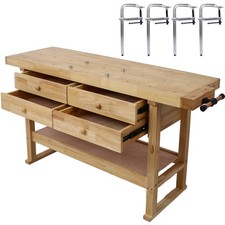 60"Workbench with 4 Drawers Wooden Workbench 12 inch x 4-3/4"Throat,Pack of 4