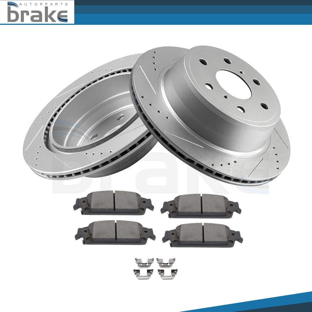 Rear Brake Rotors 6 Lugs 345 mm Ceramic Pads For Chevy Silverado 1500 Suburban