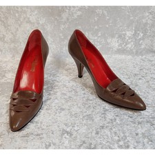 NIB Vintage Pancaldi Anilina Womens Brown Leather Pumps-Size 6.5 AA