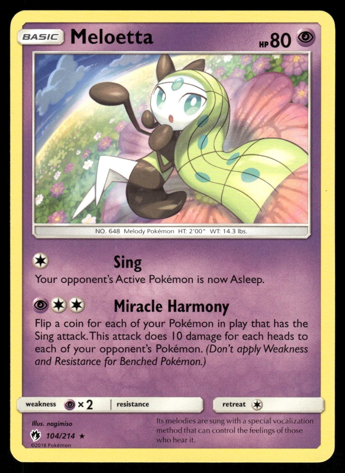 Meloetta 104/214 Rare Lost Thunder Pokemon Near Mint