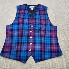 Pendleton Vest Womens 8 100 Wool USA Made Plaid Waist Coat Western Cowgirl