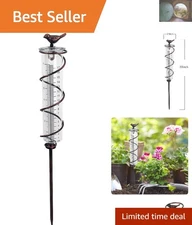 Stylish Glass Spiral Rain Gauge with Cast Iron Bird - Perfect for All Gardens