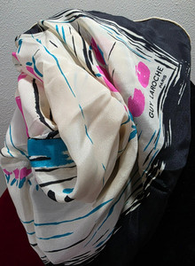 Foulard Vintage Guy Laroche 100% Soie - Marron, Style Bandana/carré, Occasion Très Bon état