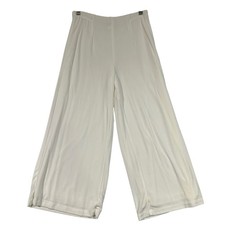 VTG Wide Leg Lounge Pants Small White Acetate Blend Pull On Lined Cropped Beach