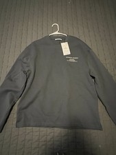 ZARA Men's Dark Gray Pullover Sweater Crew Neck Printed Accent Size L