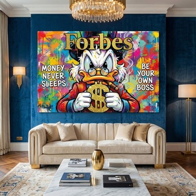 Pop Art Dagobert FORBES Kunst, Wandbild Business. Acrylglas, Leinwand, Poster