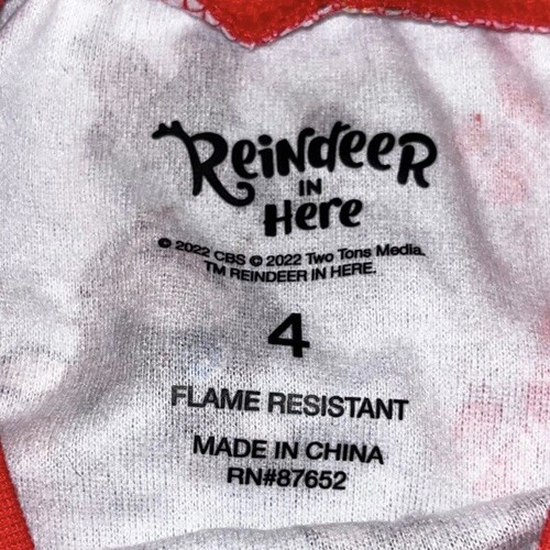 Target Christmas Reindeer In Here Size 4 Children's 2-pc Sleep Pajamas Set NWOT - Picture 4 of 7