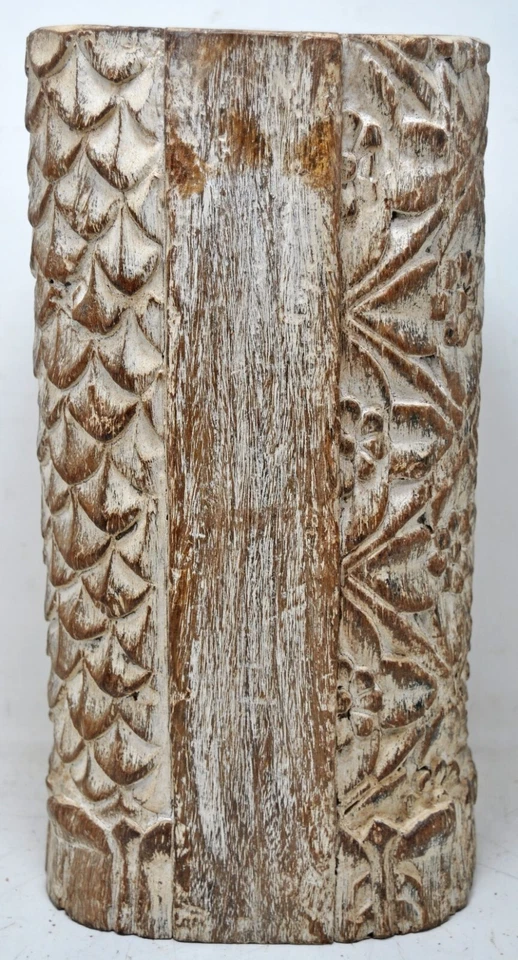 Antique Wooden Column Pillar Candle Holder Stand Original old Hand Carved - Image 4 of 4