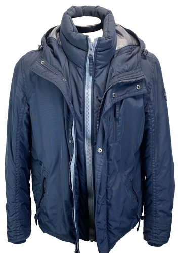 AMERICAN EAGLE OUTFITTERS Men's Nylon Jacket Sz S Hood Double Zip Snap Poly-Fill