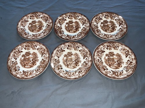 Tonquin Staffordshire England Brown Bread Or Dessert Plates Set of 6