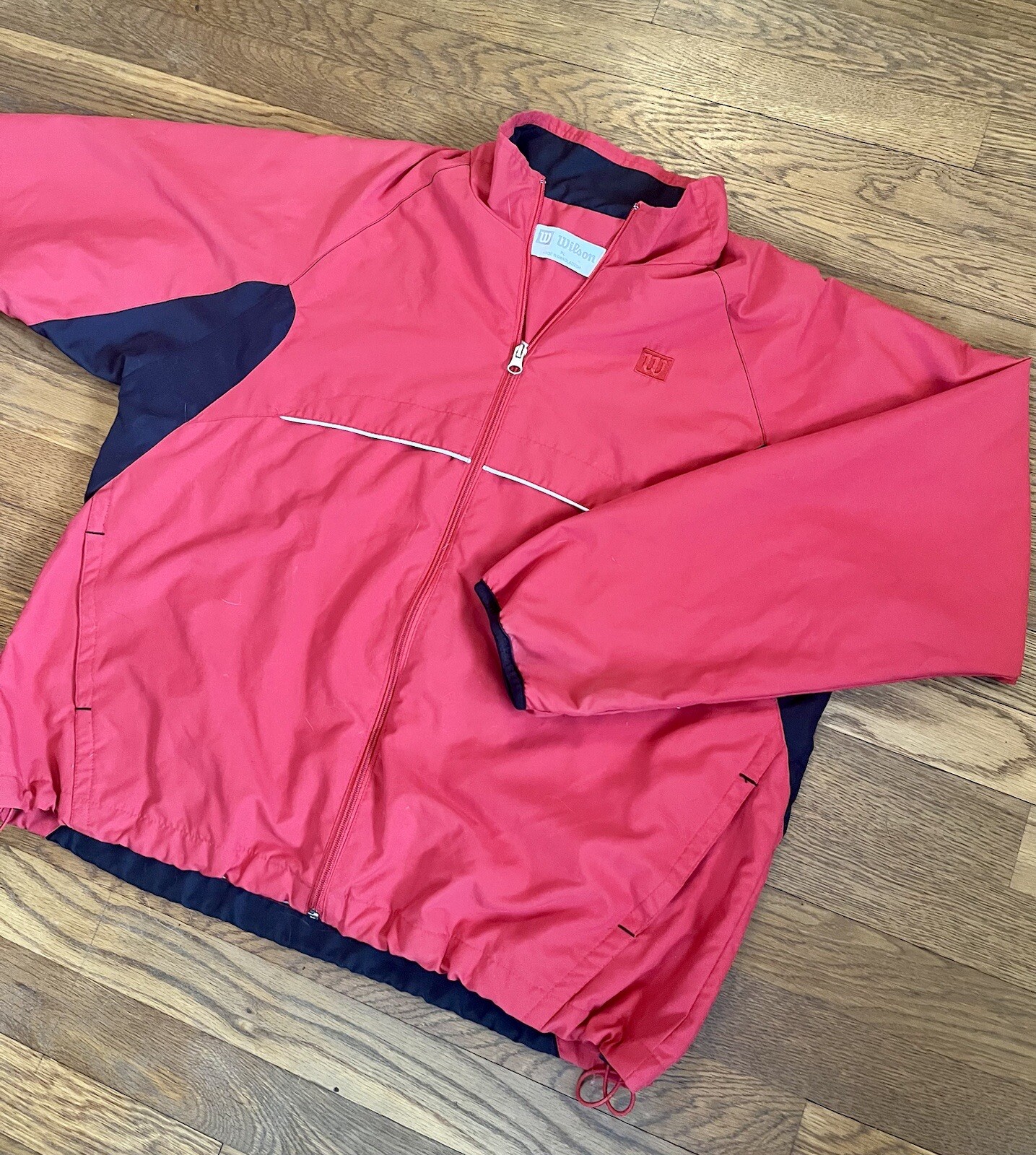 Vintage Wilson Ladies Red Black Full Zip Tennis Track Jacket Petite Large PL