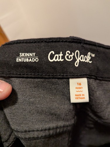 Cat & Jack Boys 16 Husky Skinny Black Denim Adjustable Waist Pants NWT - Picture 8 of 10