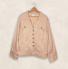 Dressbarn 18/20 Beige Twill Cotton Spandex Stretch Casual Blazer Jacket Plus