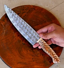 Damascus Chef Knife Custom HandMade | Hand Forged Blade | PineCone Handle 2795
