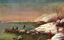 Landing Of The Pilgrims At Plymouth Massachusetts In 1620 Paint Vintage Postcard