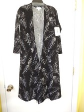 NEW LulaRoe SARAH long Cardigan Sweater Size XS Extra Small Black white Feathers