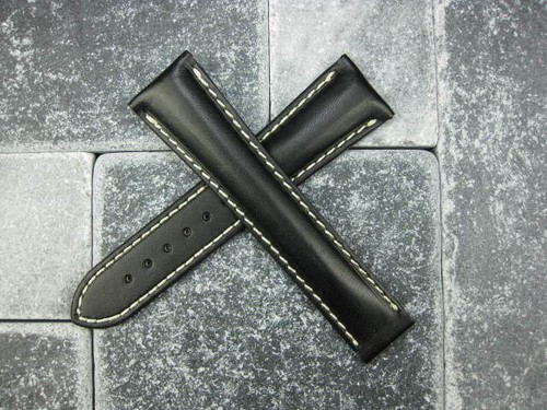 18mm Calf Leather Deployment Strap Black Watch Band Set for OMEGA Speedmaster WH - Picture 4 of 8