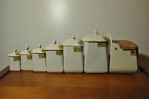 Set Ceramic Porcelain Vintage Pot Box Jars Spice Storage Kitchen - Picture 7 of 23