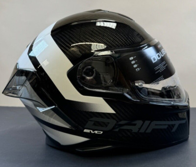 Caberg Drift Evo Carbon Sonic Motorradhelm Glanz Schwarz Weiß Medium