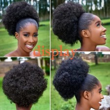 Afro Puff Drawstring Ponytail Piece Curly Human Hair Extensions Bun Chignon Updo