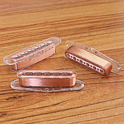Single Coil Screw Side Guitar Pickup Bobbins 52mm Poles Transparent Clear - Picture 5 of 9