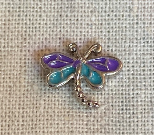 Origami Owl PURPLE & TEAL DRAGONFLY Floating Enamel ANIMAL & INSECT Charm - Picture 3 of 3