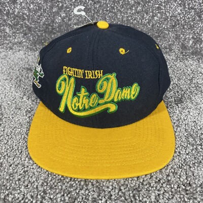 Vintage 90s Notre Dame Fighting Irish Snapback Cap Hat Script Nutmeg NWOT NOS