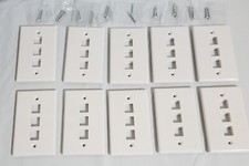 Lot of 10 White Keystone Jack Wall Plate 3 Port Hole Faceplate